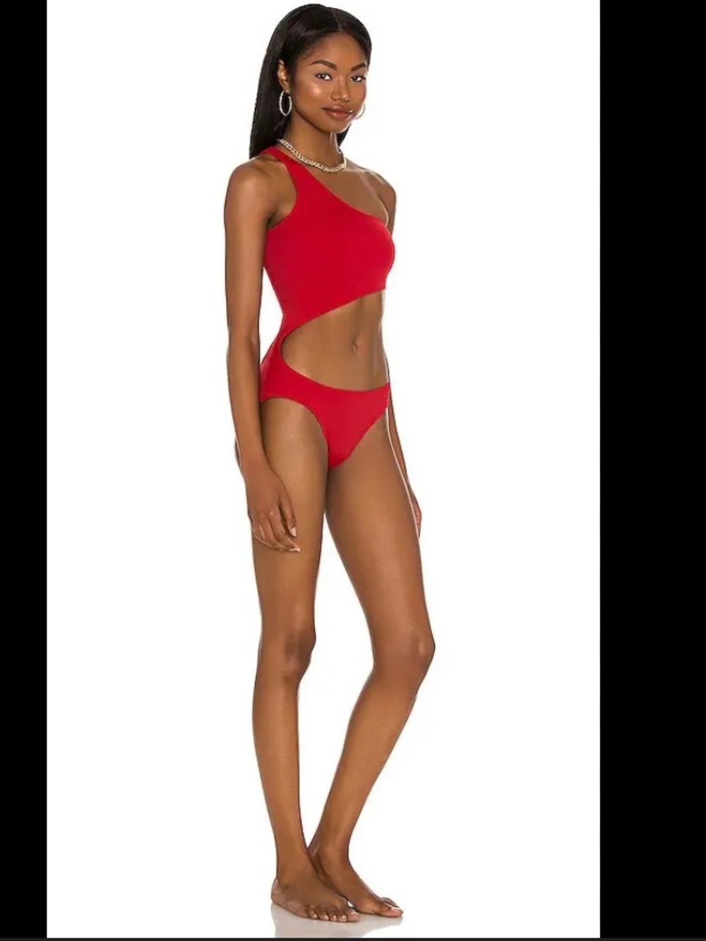 Norma Kamali “Shane” One-Shoulder Cutout Swimsuit